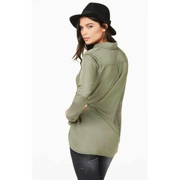 Anthropologie Holding Horses Chambray Surplice Hunter Green Top Size 2P - Picture 4 of 15